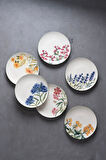 TABAK EVİ Porselen New Flower Garden Pasta Tabağı 20cm 6 Kişilik 6 Parça TVL6PTPRS1115