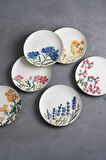 TABAK EVİ Porselen New Flower Garden Pasta Tabağı 20cm 6 Kişilik 6 Parça TVL6PTPRS1115