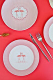 Tabak Evi Flamingo Tuval Pasta Takımı 20cm 4 Kişilik 4 Parça TVL4PTPRS1158