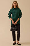 Kadın Taş İşlemeli Gömlek - Yeşil | 40