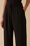 Seçil Kadın Beli Lastikli Tek Pile Geniş Paça Pantolon 0014 Siyah