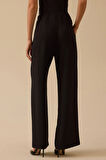 Seçil Kadın Beli Lastikli Tek Pile Geniş Paça Pantolon 0014 Siyah
