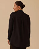 Kadın Büyük Beden Taş Detaylı Gömlek - Siyah | 48