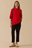 Seçil Kadın Omuz Detaylı Oversize Sweatshirt 0005 Kırmızı