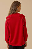 Seçil Kadın Omuz Detaylı Oversize Sweatshirt 0005 Kırmızı
