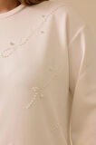 Galaxi Kadın Büyük Beden Nakış Detaylı Boncuklu Sweatshirt 4005 Ekru