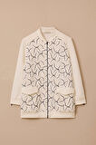 Kadın Büyük Beden Desenli Fermuarlı Kap - Ekru | 50