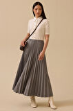 Seçil Kadın Elastik Bel Pliseli Etek 1006 Gri