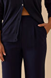 Seçil Kadın Beli Lastikli Tek Pile Geniş Paça Pantolon 0014 Lacivert