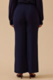 Seçil Kadın Beli Lastikli Tek Pile Geniş Paça Pantolon 0014 Lacivert