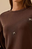 Seçil Kadın Aksesuar Detaylı Bol Kol Sweatshirt 0002 Kahverengi