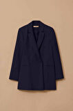 Kadın Düğmeli Klasik Ceket - Lacivert | 40