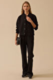 Seçil Kadın Hakim Yaka Çıtçıt Düğmeli Ceket 0023 Siyah
