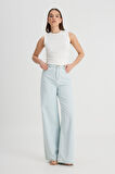Loose Fit Yüksek Bel Geniş Paça %100 Pamuk Jean Kot Pantolon