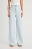 Loose Fit Yüksek Bel Geniş Paça %100 Pamuk Jean Kot Pantolon