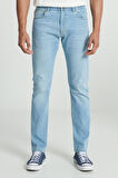 Slim Fit Dar Kesim Normal Bel Dar Paça Extreme Motion Açık Mavi Esnek Jean Kot Pantolon