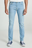 Slim Fit Dar Kesim Normal Bel Dar Paça Extreme Motion Açık Mavi Esnek Jean Kot Pantolon