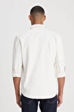Loose Fit Rahat Kesim %100 Pamuk Bej Gömlek