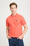 Regular Fit Normal Kesim Polo Yaka %100 Pamuk Mercan Rengi Tişört