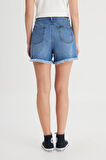 Regular Fit Normal Kesim Düşük Bel %100 Pamuk Mavi Jean Kot Şort