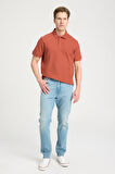 Regular Fit Normal Kesim Düşük Bel Dar Paça Açık Mavi Texas Tapered Jean Kot Pantolon
