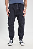 Regular Fit Normal Kesim Normal Bel Dar Paça Lacivert Jogger Pantolon