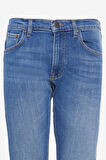 Slim Fit Dar Kesim Normal Bel Dar Paça Luke Açık Mavi Jean Kot Pantolon