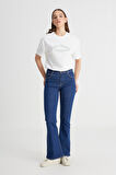 Breese Flare Fit Orta Bel İspanyol Paça Mavi Jean Kot Pantolon