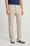 Slim Fit Dar Kesim Normal Bel DarPaça Bej Chino Pantolon