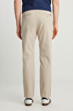 Slim Fit Dar Kesim Normal Bel DarPaça Bej Chino Pantolon