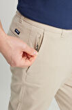 Slim Fit Dar Kesim Normal Bel DarPaça Bej Chino Pantolon