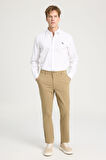 Slim Fit Dar Kesim Normal Bel DarPaça Camel Chino Pantolon