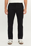 Slim Fit Dar Kesim  Normal Bel Dar Paça Siyah Chino Pantolon