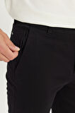 Slim Fit Dar Kesim  Normal Bel Dar Paça Siyah Chino Pantolon