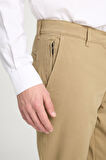 Slim Fit Dar Kesim Normal Bel DarPaça Camel Chino Pantolon