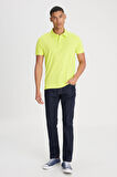 Regular Fit Normal Kesim Polo Yaka %100 Pamuk Sarı Tişört
