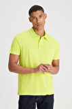 Regular Fit Normal Kesim Polo Yaka %100 Pamuk Sarı Tişört