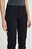 Straight Fit Düz Kesim Yüksek Bel Düz Paça Siyah Jean Kot Pantolon