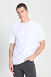 Regular Fit Normal Kesim Bisiklet Yaka %100 Pamuk Beyaz Tişört