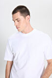 Regular Fit Normal Kesim Bisiklet Yaka %100 Pamuk Beyaz Tişört