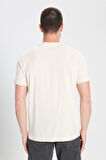 Regular Fit Normal Kesim Bisiklet Yaka %100 Pamuk Ekru Tişört