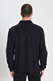 Regular Fit Normal Kesim Polo Yaka Siyah Sweatshirt