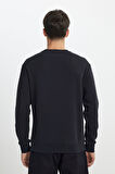 Regular Fit Normal Kesim Bisiklet Yaka Siyah Sweatshirt