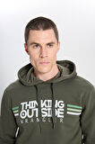 Regular Fit Normal Kesim Kapüşonlu İçi Polarlı Haki Sweatshirt