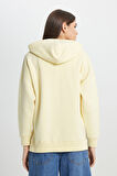 Loose Fit Rahat Kesim Kapüşonlu İçi Polarlı Sarı Sweatshirt