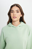 Loose Fit Rahat Kesim Kapüşonlu İçi Polarlı Gri Sweatshirt