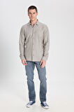 Regular Fit Normal Kesim %100 Pamuk Taş Rengi Gömlek