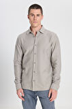 Regular Fit Normal Kesim %100 Pamuk Taş Rengi Gömlek