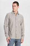 Regular Fit Normal Kesim %100 Pamuk Taş Rengi Gömlek