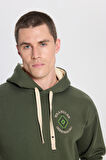 Relaxed Fit Geniş Kesim Kapüşonlu İçi Polarlı Haki Sweatshirt